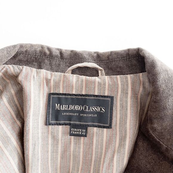 Marlboro Classics Men's Notch Lapel Blazer Jacket Brown Size 50 EUR Velvet-Look - Picture 5 of 8